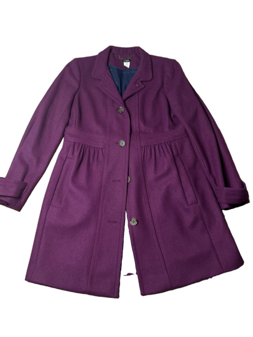 J.Crew Skirted Dress Coat Size 14 Purple Wool Blend Fit Flare Style 52510